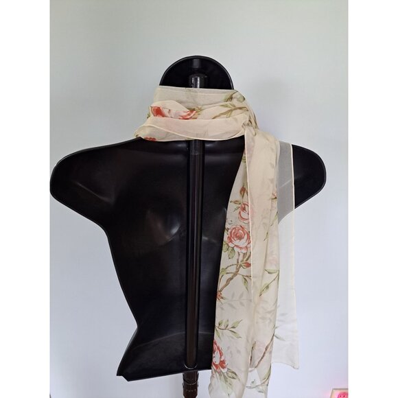 Laura Ashley Floral Sheer Scarf Rose Floral Print 59" Womens Accessory Cottage - Picture 4 of 6